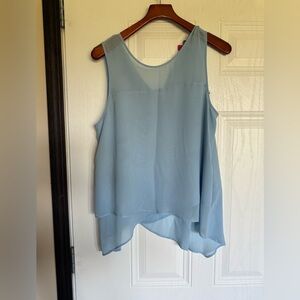 2 for $15 sale: Vince Camuto blue asymmetrical sheer shoulder long blouse - L